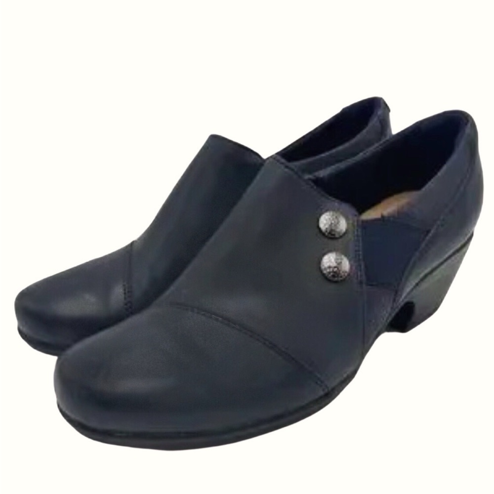 Clarks Women's Black “Emily Beal” Slip On Mules Sz 9